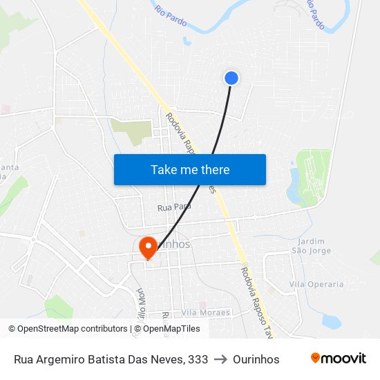 Rua Argemiro Batista Das Neves, 333 to Ourinhos map