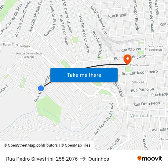Rua Pedro Silvestrini, 258-2076 to Ourinhos map