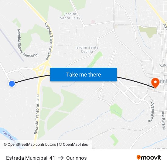 Estrada Municipal, 41 to Ourinhos map