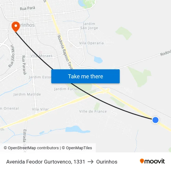 Avenida Feodor Gurtovenco, 1331 to Ourinhos map