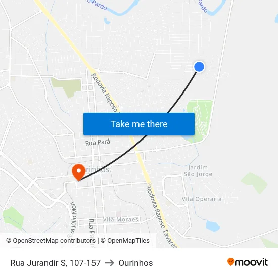 Rua Jurandir S, 107-157 to Ourinhos map