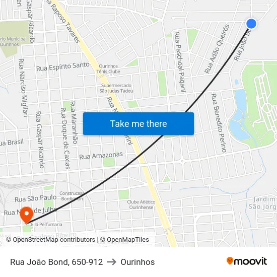 Rua João Bond, 650-912 to Ourinhos map