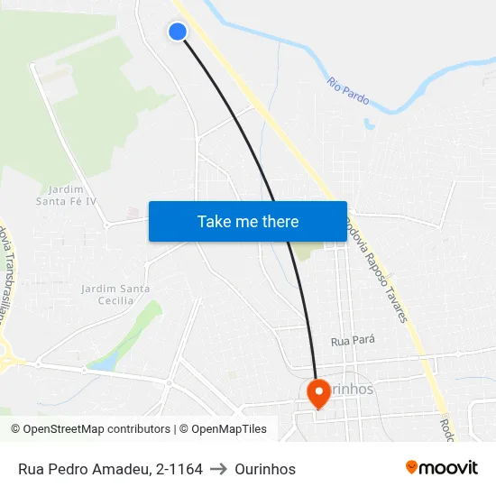 Rua Pedro Amadeu, 2-1164 to Ourinhos map