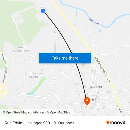 Rua Edvim Haslinger, 990 to Ourinhos map
