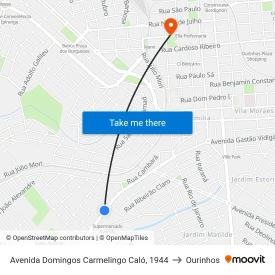 Avenida Domingos Carmelingo Caló, 1944 to Ourinhos map
