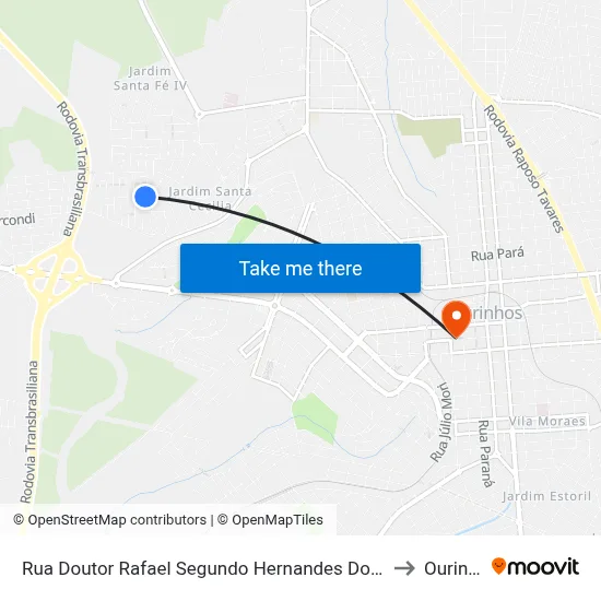 Rua Doutor Rafael Segundo Hernandes Domingues, 275 to Ourinhos map