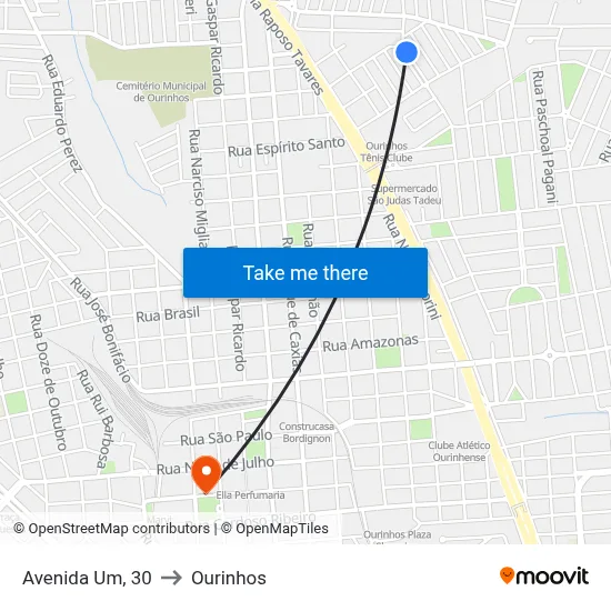 Avenida Um, 30 to Ourinhos map
