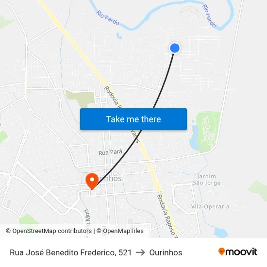 Rua José Benedito Frederico, 521 to Ourinhos map