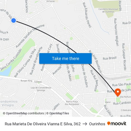 Rua Marieta De Oliveira Vianna E Silva, 362 to Ourinhos map