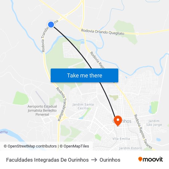 Faculdades Integradas De Ourinhos to Ourinhos map