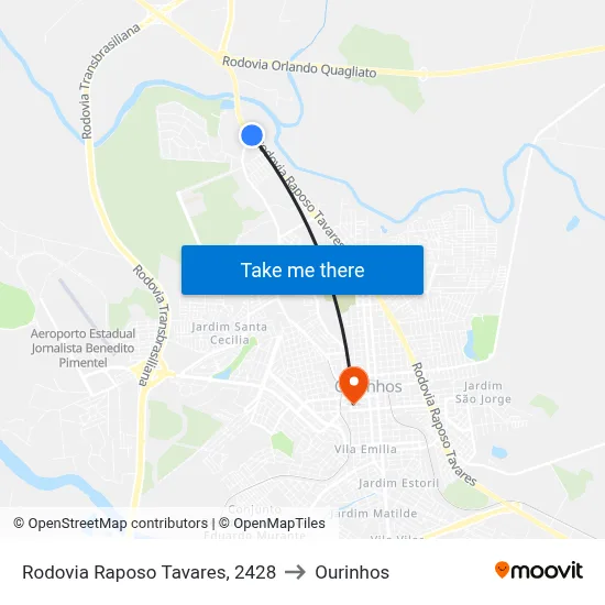 Rodovia Raposo Tavares, 2428 to Ourinhos map