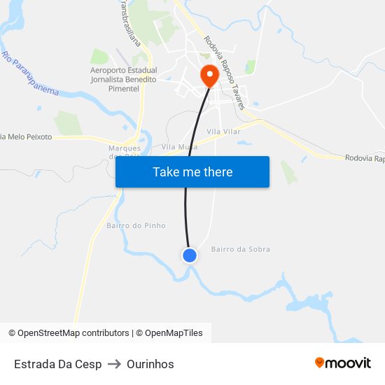 Estrada Da Cesp to Ourinhos map