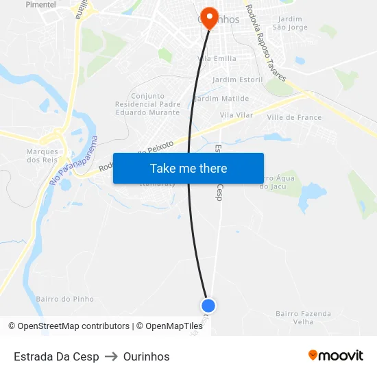 Estrada Da Cesp to Ourinhos map