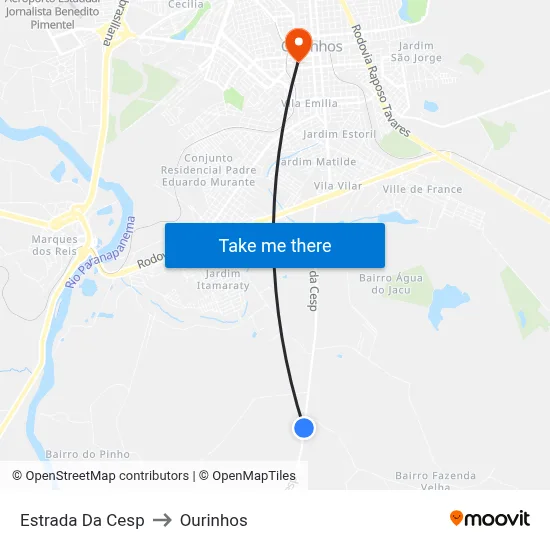Estrada Da Cesp to Ourinhos map