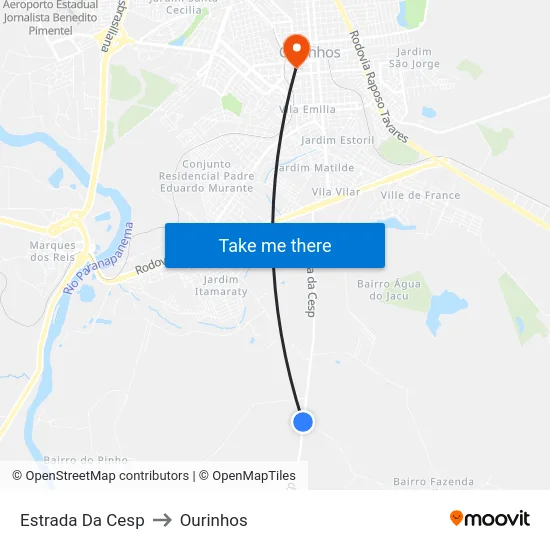 Estrada Da Cesp to Ourinhos map