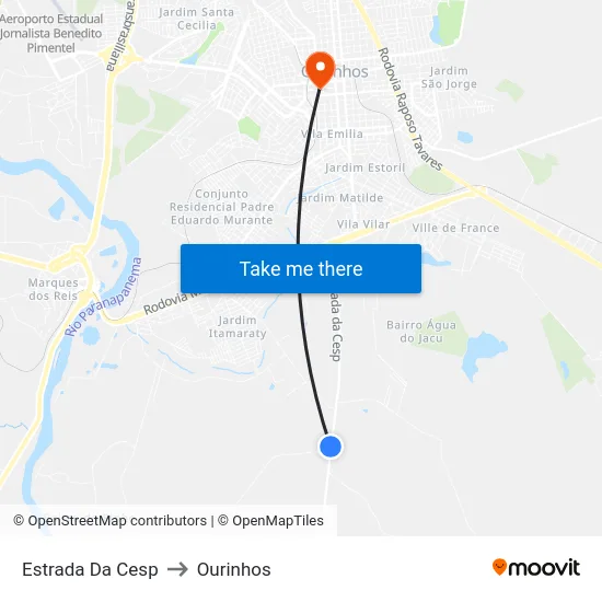 Estrada Da Cesp to Ourinhos map