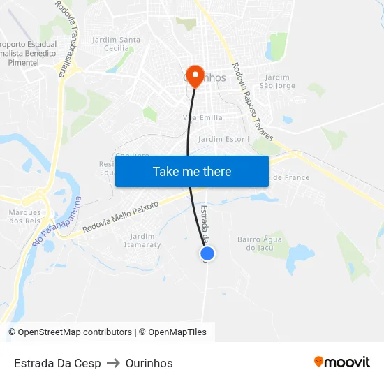 Estrada Da Cesp to Ourinhos map