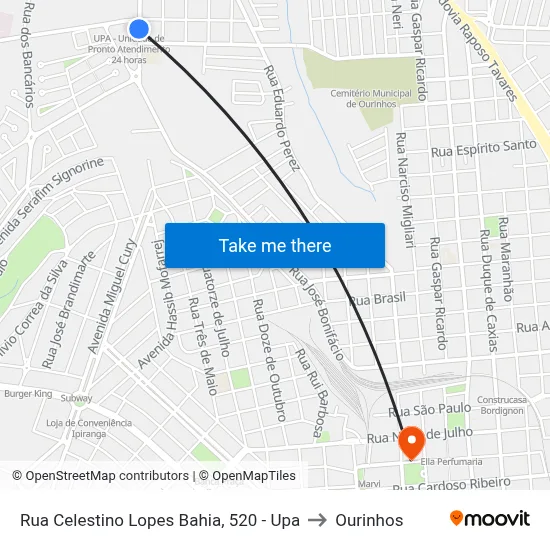 Rua Celestino Lopes Bahia, 520 - Upa to Ourinhos map