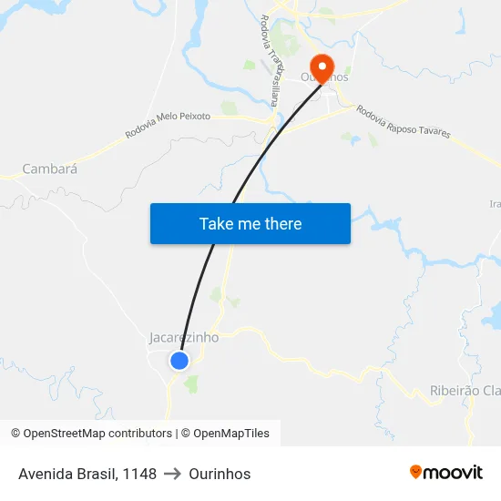 Avenida Brasil, 1148 to Ourinhos map
