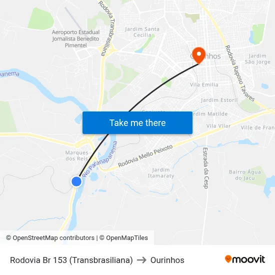 Rodovia Br 153 (Transbrasiliana) to Ourinhos map