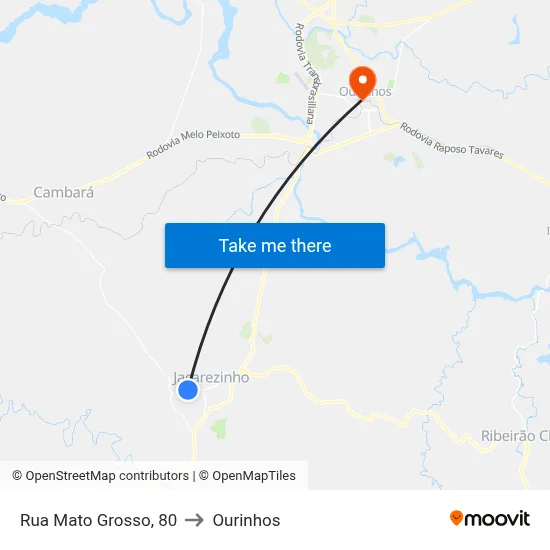 Rua Mato Grosso, 80 to Ourinhos map