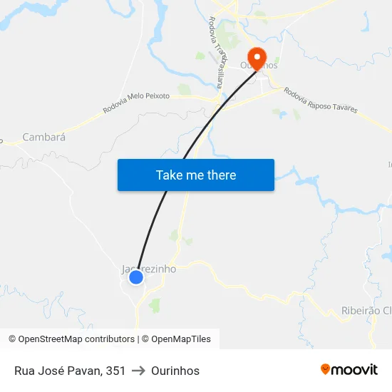 Rua José Pavan, 351 to Ourinhos map