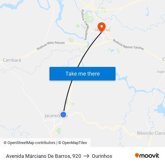 Avenida Márciano De Barros, 920 to Ourinhos map