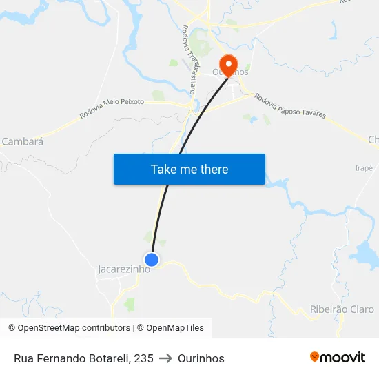 Rua Fernando Botareli, 235 to Ourinhos map