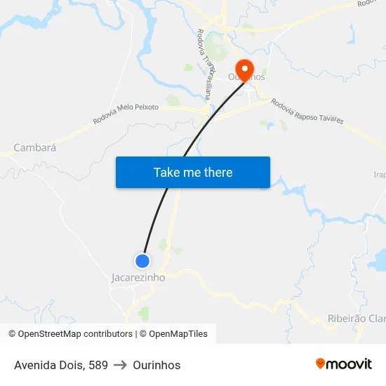 Avenida Dois, 589 to Ourinhos map