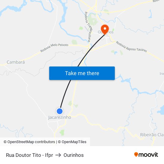Rua Doutor Tito - Ifpr to Ourinhos map