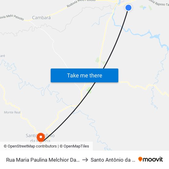 Rua Maria Paulina Melchior Da Silva, 573 to Santo Antônio da Platina map