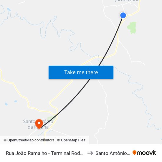 Rua João Ramalho - Terminal Rodoviário De Jacarezinho to Santo Antônio da Platina map