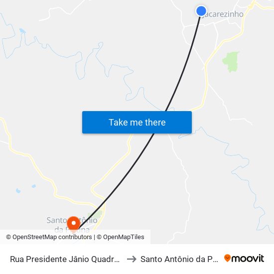 Rua Presidente Jânio Quadros, 224 to Santo Antônio da Platina map