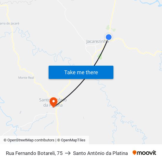 Rua Fernando Botareli, 75 to Santo Antônio da Platina map