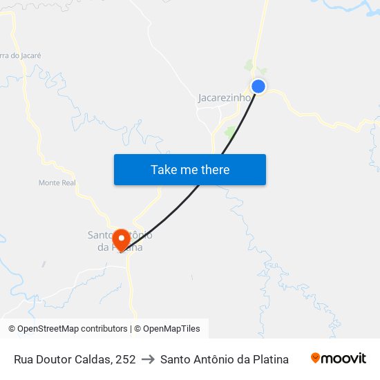 Rua Doutor Caldas, 252 to Santo Antônio da Platina map