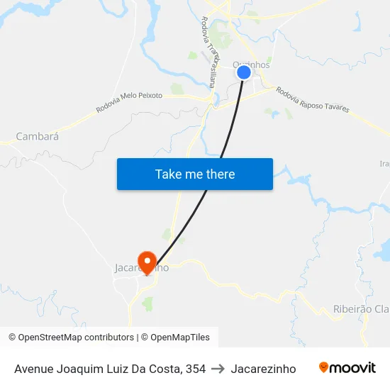 Avenue Joaquim Luiz Da Costa, 354 to Jacarezinho map