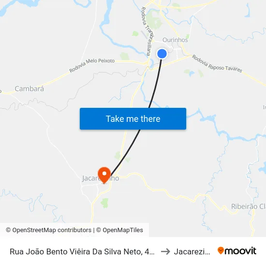 Rua João Bento Viêira Da Silva Neto, 462-520 to Jacarezinho map