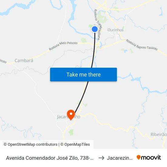 Avenida Comendador José Zilo, 738-814 to Jacarezinho map