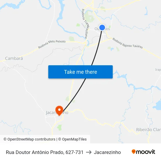 Rua Doutor Antônio Prado, 627-731 to Jacarezinho map