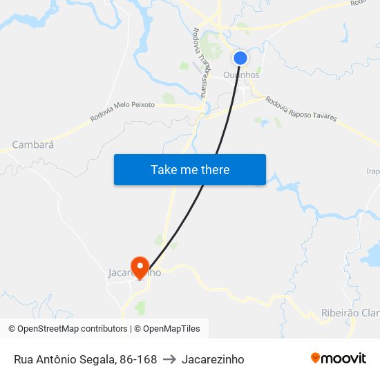 Rua Antônio Segala, 86-168 to Jacarezinho map