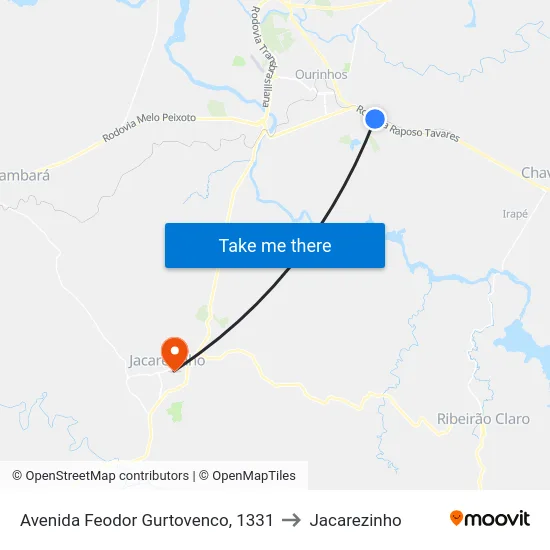 Avenida Feodor Gurtovenco, 1331 to Jacarezinho map