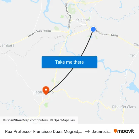 Rua Professor Francisco Duas Megrad, 141-405 to Jacarezinho map