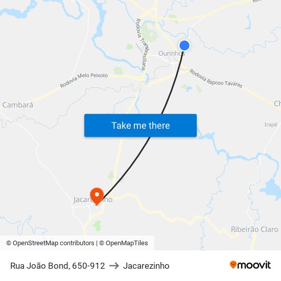 Rua João Bond, 650-912 to Jacarezinho map