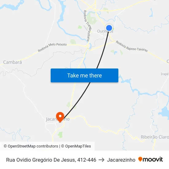 Rua Ovídio Gregório De Jesus, 412-446 to Jacarezinho map