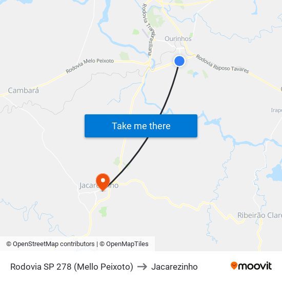 Rodovia SP 278 (Mello Peixoto) to Jacarezinho map