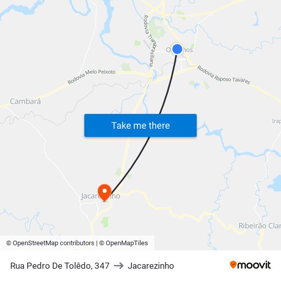 Rua Pedro De Tolêdo, 347 to Jacarezinho map