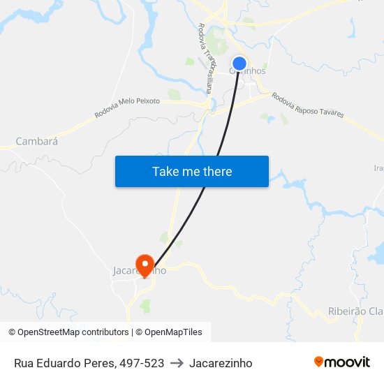 Rua Eduardo Peres, 497-523 to Jacarezinho map