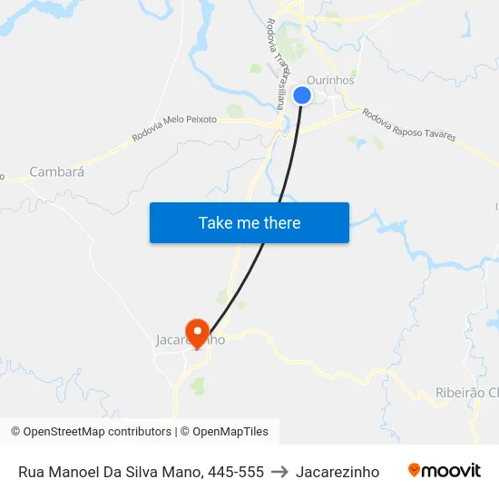 Rua Manoel Da Silva Mano, 445-555 to Jacarezinho map