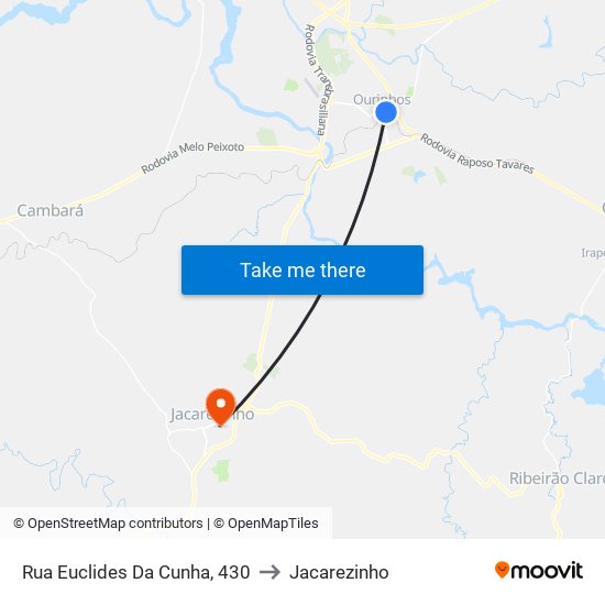 Rua Euclides Da Cunha, 430 to Jacarezinho map