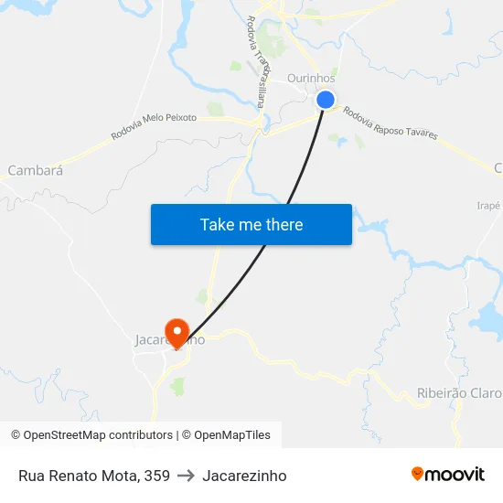 Rua Renato Mota, 359 to Jacarezinho map